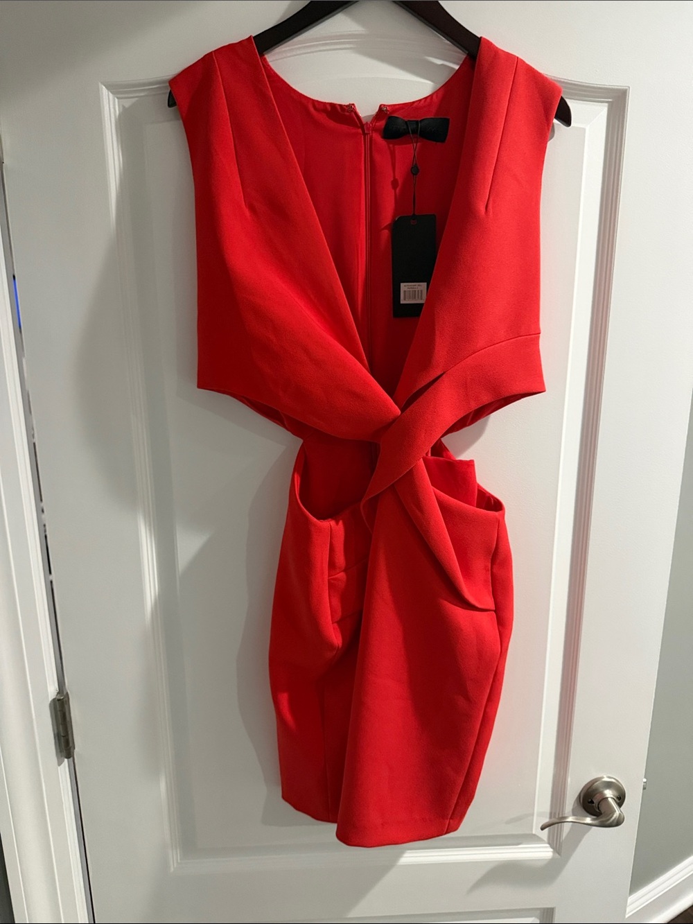 Kendall & Kylie Red Backless Twist Cutout Dress
